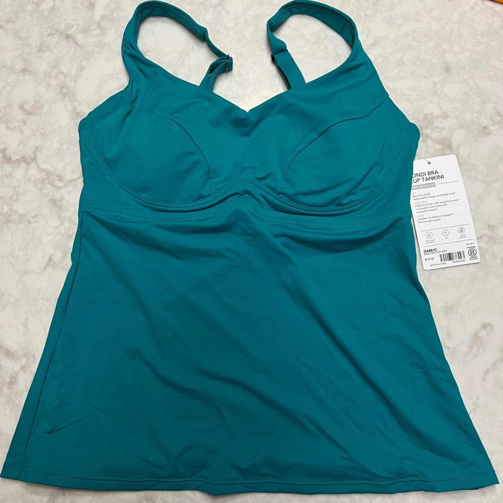 Athleta Bondi Bra Cup Tankini, 34B/C. NWT. Bluish green.
